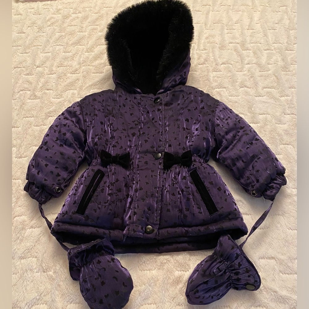 ❄️Rothschild Velvet Flocked Hooded Purple Coat - Picture 1 of 11
